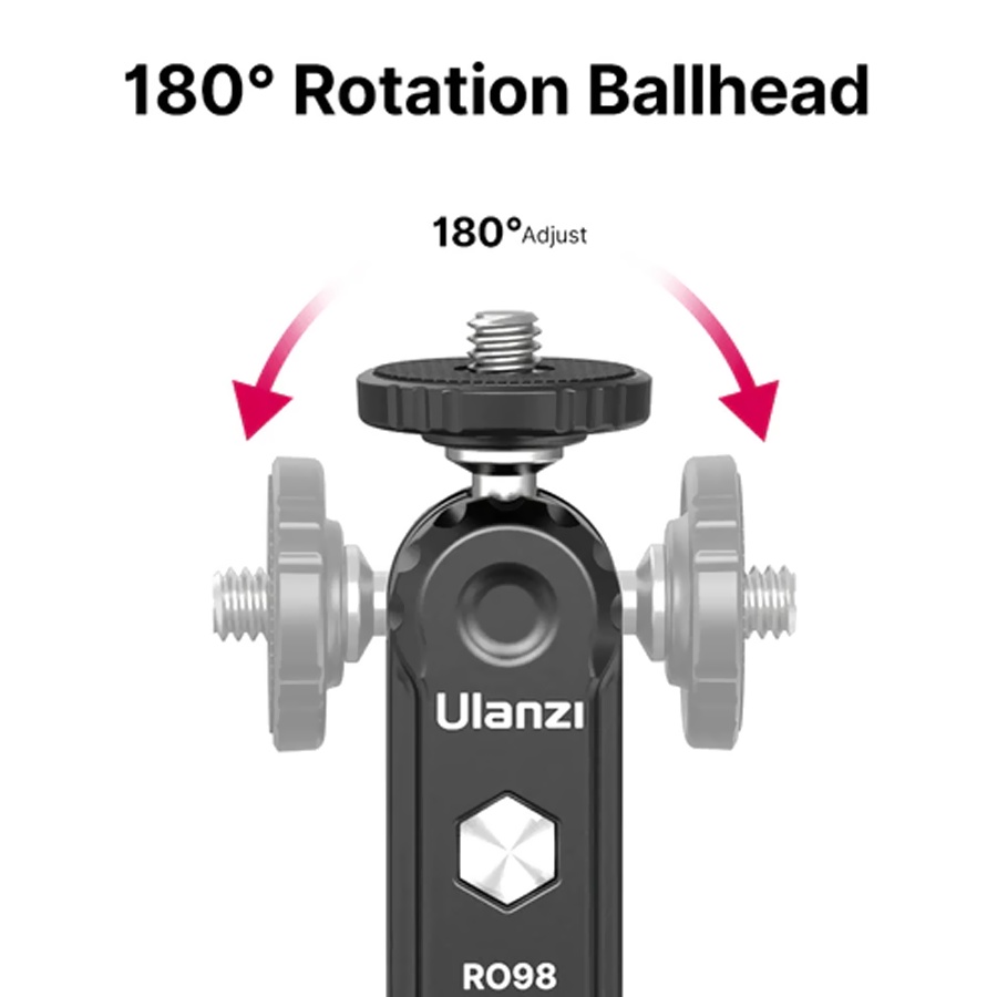 Ballhead Đôi Ulanzi R098 Xoay 360 ° Tích Hợp Cold Shoe Dành Cho Máy Ảnh DSLR