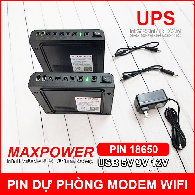 UPS dự phòng modem Wifi 5V 9V 12V 12000mAh