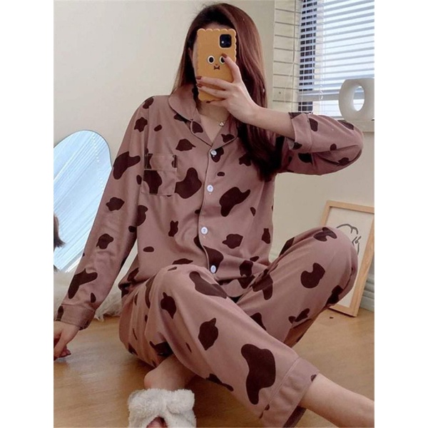 (hàng có sẵn) bộ ngủ pizama dài tay thu đông mẫu mới hot nhất (kèm ảnh thật)