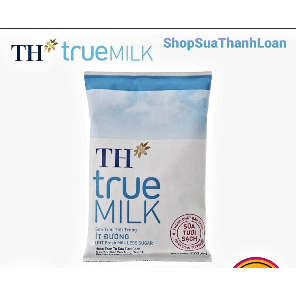 [HSD T9-2021] [GIAO GRAB-NOW] Thùng 48 bỊch Sữa tươi tiệt trùng TH true MILK Ít Đường (220ml)