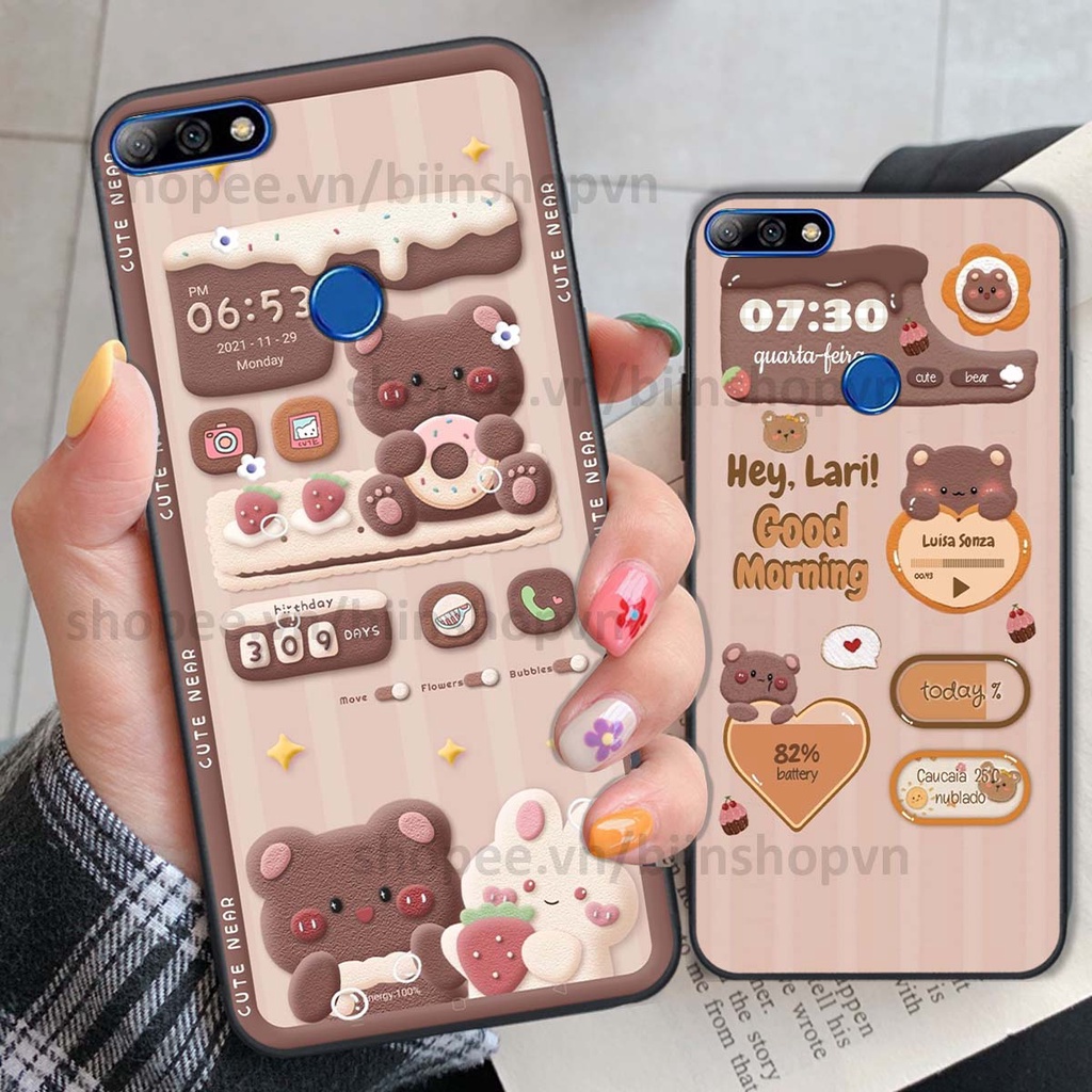 Ốp Huawei Y7 Prime 2018 / Y7 Pro 2018 in 3D icon gấu nổi siêu xinh, siêu đáng yêu, cá tính phong cách