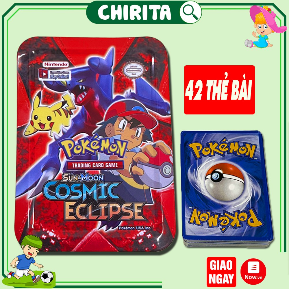 Bộ Bài Pokemon Hộp Sắt PK40 - 42 Thẻ Bài Giấy Cao Cấp - Đồ Chơi Trẻ Em CHIRITA