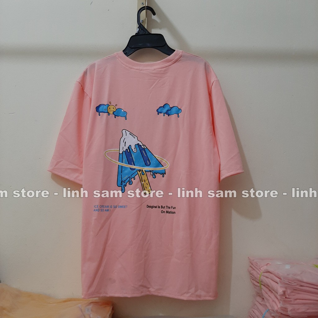 Áo thun tay lỡ nữ freesize phông form rộng Unisex, mặc cặp, nhóm, lớp in CÂY THÔNG HÌNH QUE KEM chữ CLICK | BigBuy360 - bigbuy360.vn