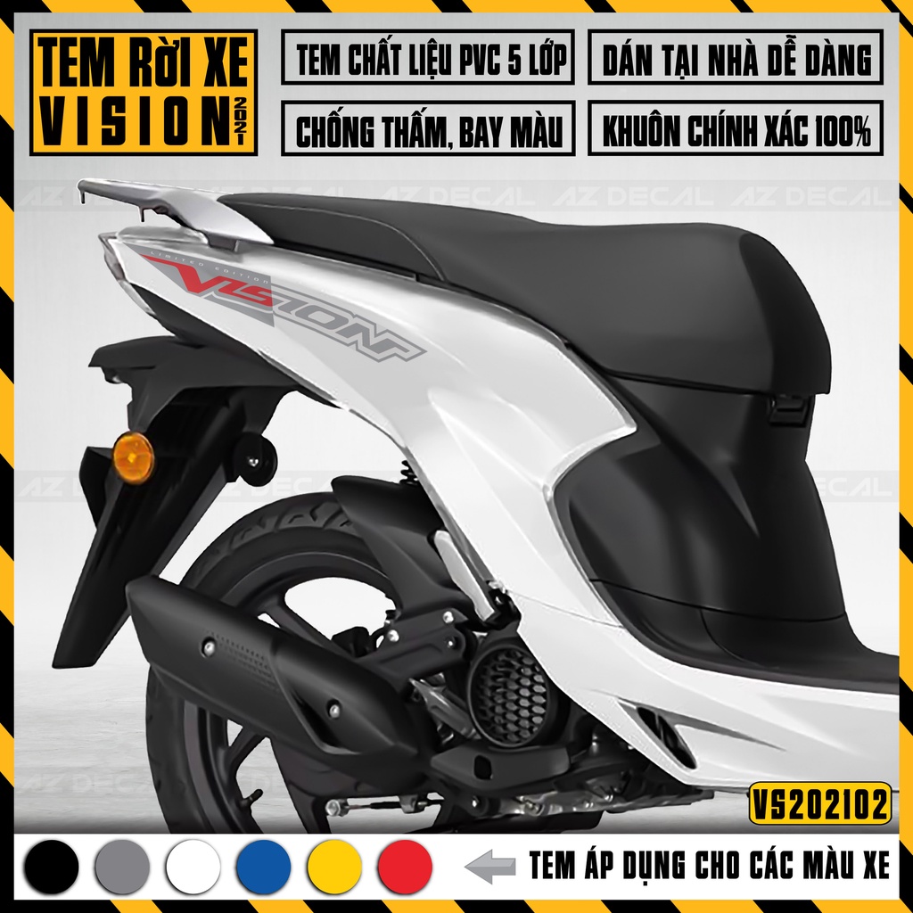 Tem Rời Xe Vision 2015 - 2022 Mẫu Logo Chữ Cách Điệu | VS02 | Decal Dán Xe Vision Chống Nước, Bền Màu, Dễ Sử Dụng