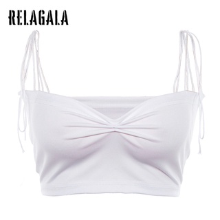 Áo hai dây Relagala cổ chữ V hở lưng màu trơn thời trang gợi cảm cho nữ