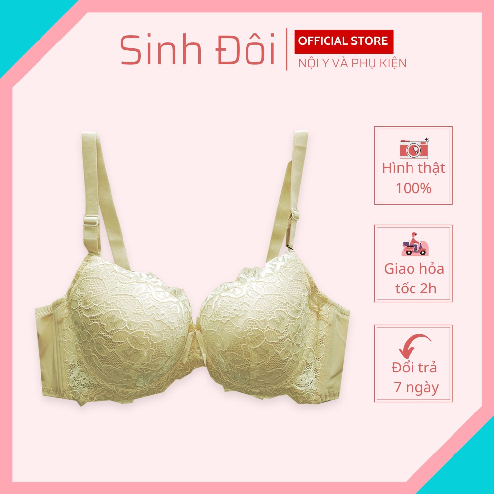 Áo ngực nữ ren nâng ngực SD491 có gọng mút mỏng mềm mịn phom nguyên ngực size 36-38-40-42