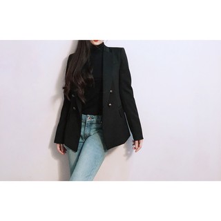 Khoác vest blazer đen 4 nút kim loại