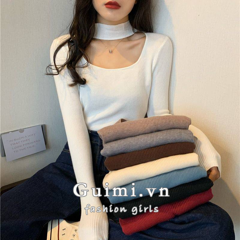 Áo dệt kim NZN dài tay cổ tròn thời trang Hàn Quốc cho nữ