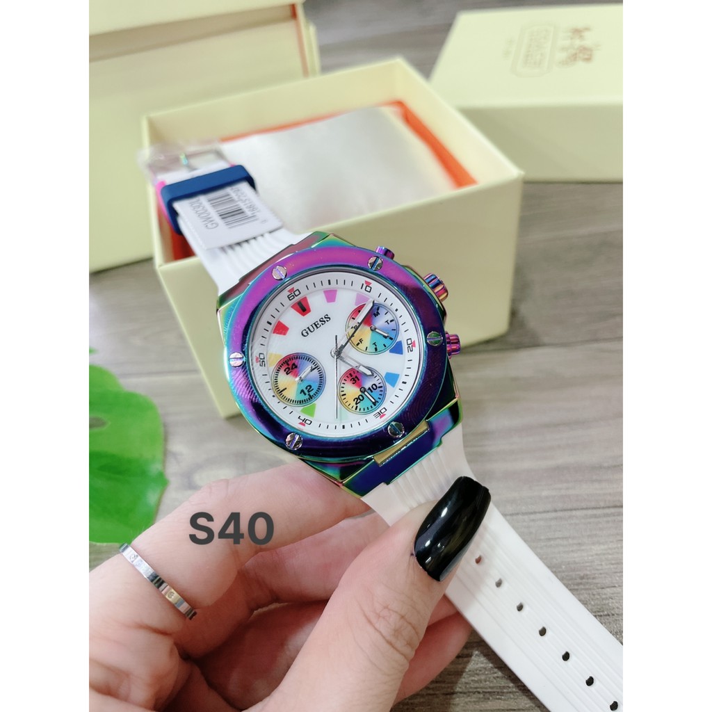 ĐỒNG HỒ NỮ/NAM UNISEX GUESS WORN WITH PRIDE TIE-DYE WATCH GW0030L6 /GW0030L3 , DÂY CAO SU , SIZE 40MM