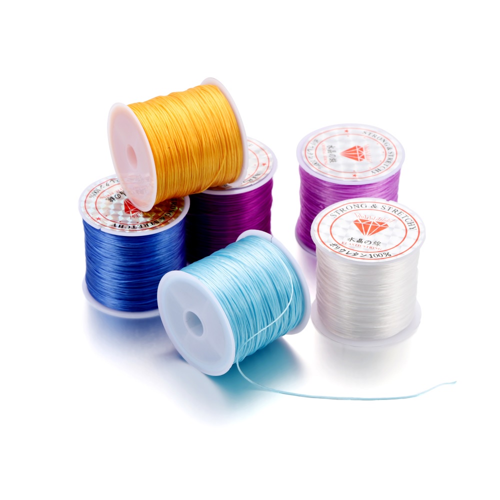 St.kunkka 10/50m Cuộn dây nylon co giãn màu trắng đen dùng làm vòng tay/ trang sức