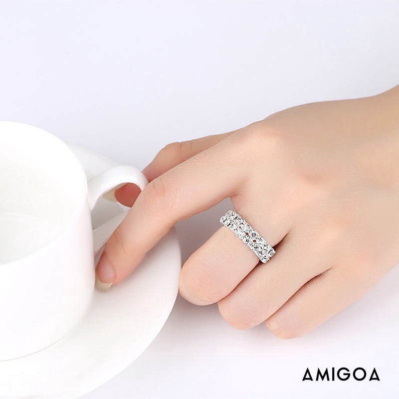 Nhẫn Mạ Bạc Đính Đá Nhân Tạo Thời Trang