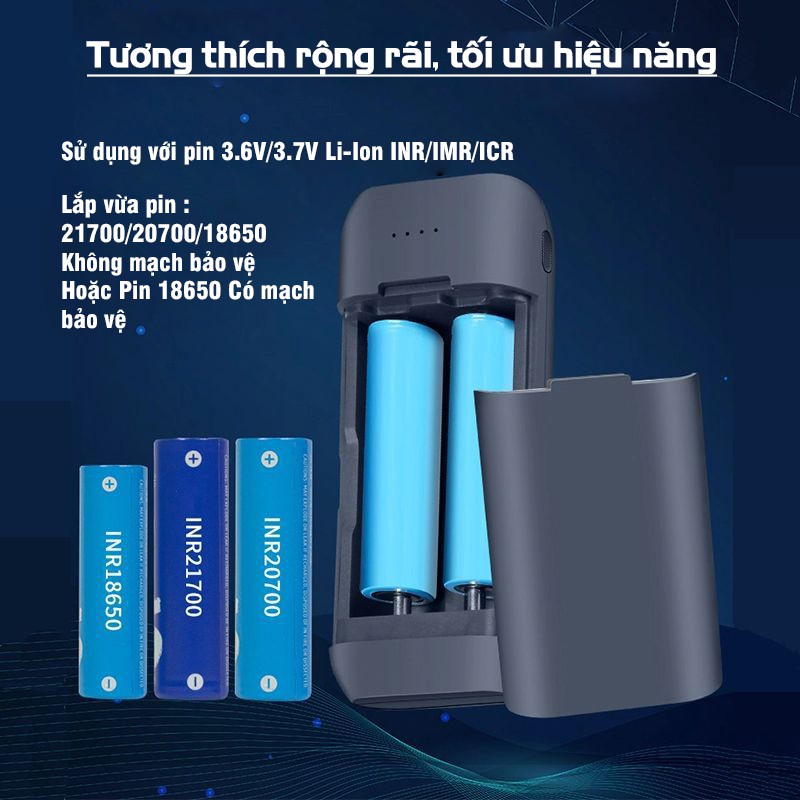 Box Sạc Dự Phòng Yonii BC2 2 Pin 21700/18650 Đầu Vào Type C