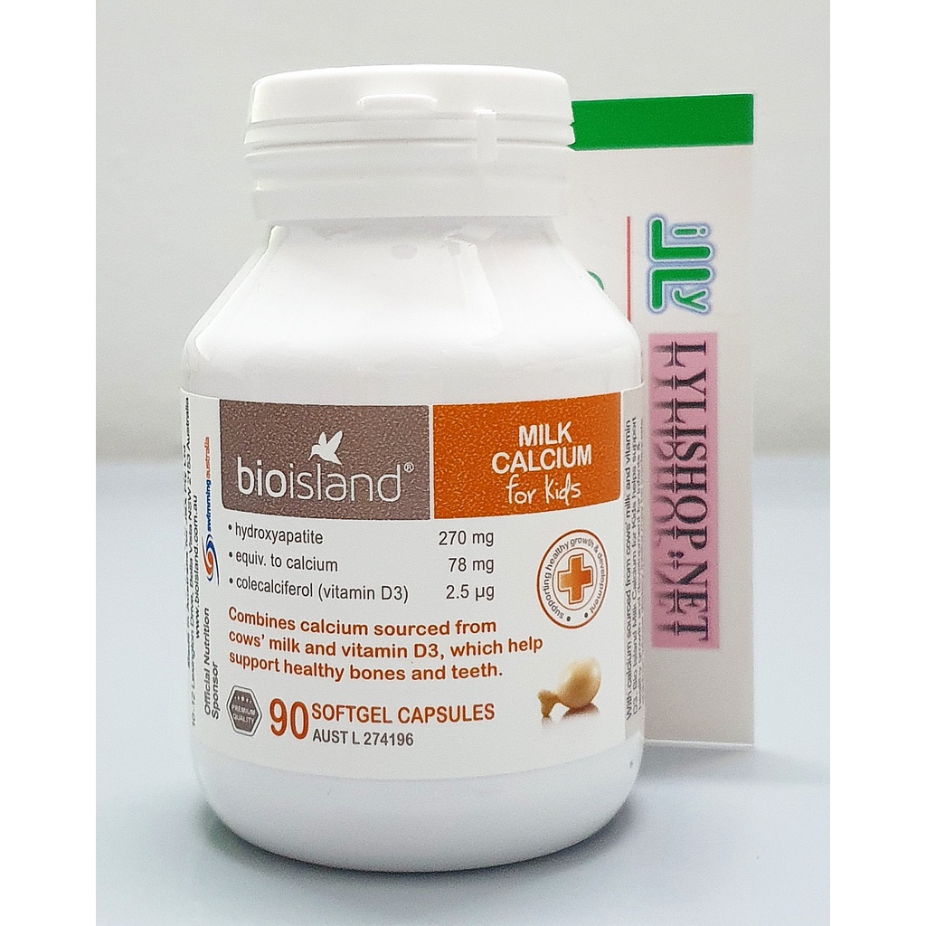 Bio Island Milk Calcium For Kids của Úc chai 90 viên - Canxi Sữa Cho Trẻ Nhỏ Từ 7 Tháng Tuổi BioIsland