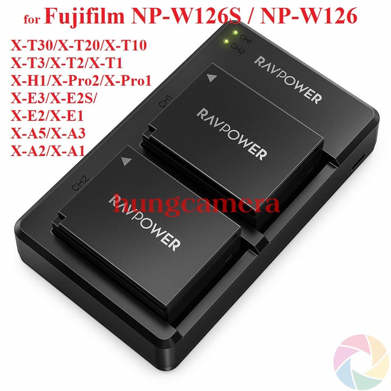 Bộ Pin Sạc đôi cho Fujifilm NP-W126S RAVPower RP-BC023 Chính hãng