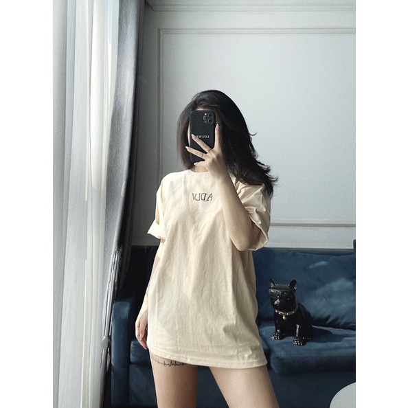ÁO PHÔNG MÀU BE CHỮ ADLV CHO NỮ NAM VÀ BÉ