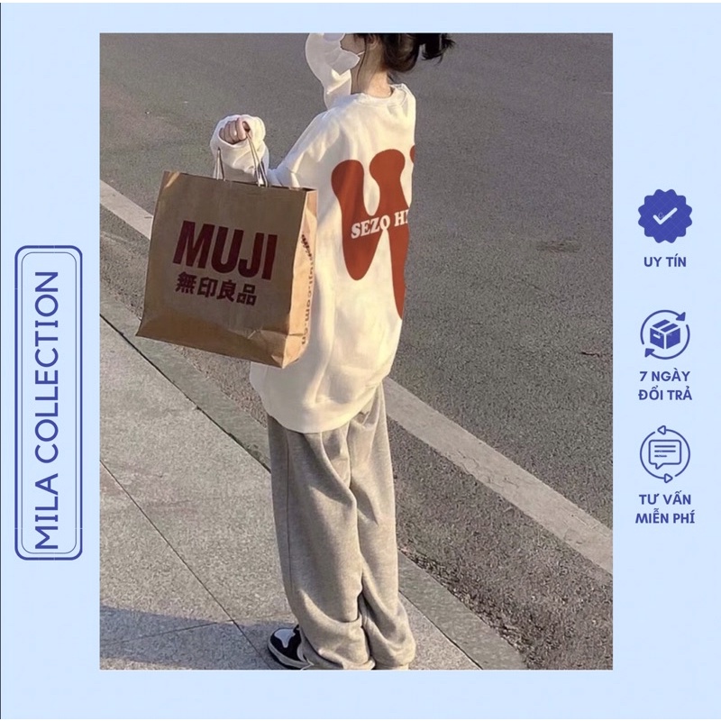Set Bộ Ulzzang,Bộ Nỉ nữ Áo Sweater kèm quần Jogger bo gấu