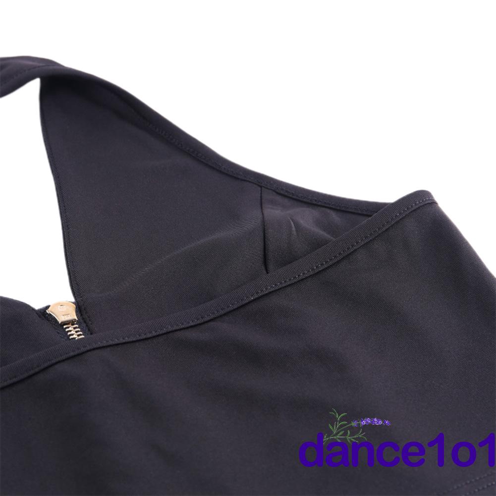 Áo Croptop Không Tay Cổ Chữ V Phối Khóa Kéo Thiết Kế Hở Lưng Quyến Rũ