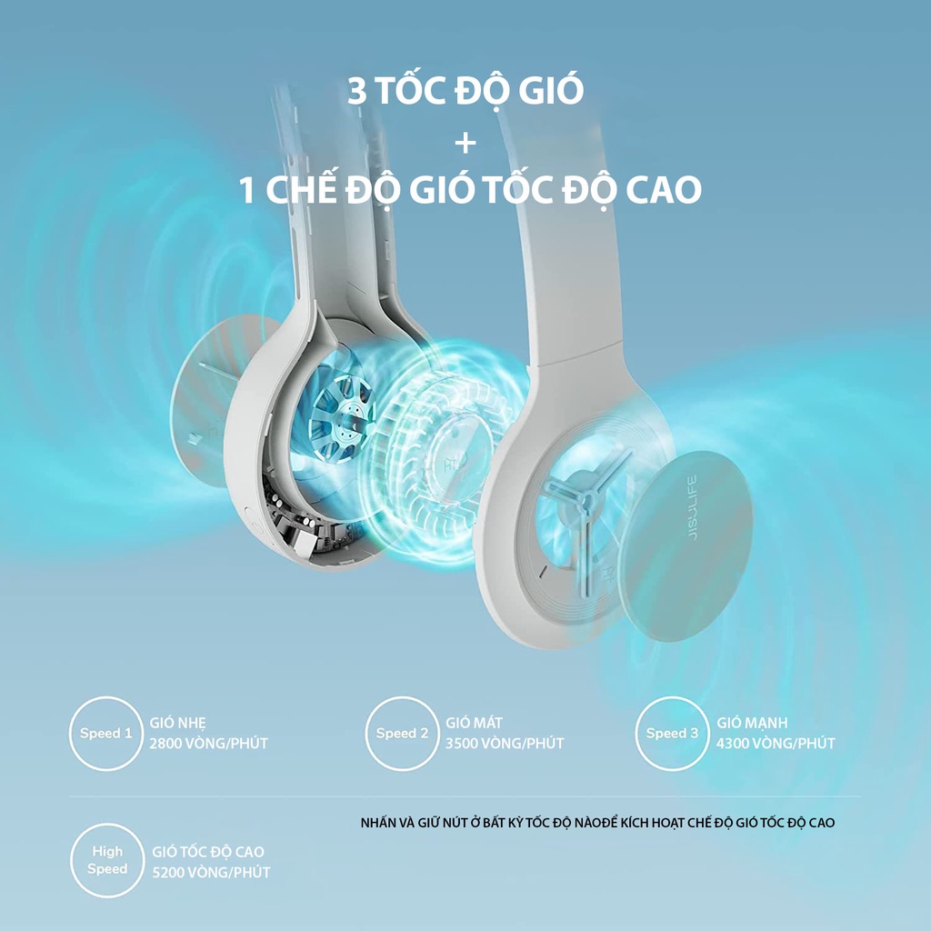 Quạt Đeo Cổ Mini Thời Trang JISULIFE FA31 - Thoải Mái Tập Thể Thao, Làm Việc, Tránh Tích Tụ Mồ Hôi