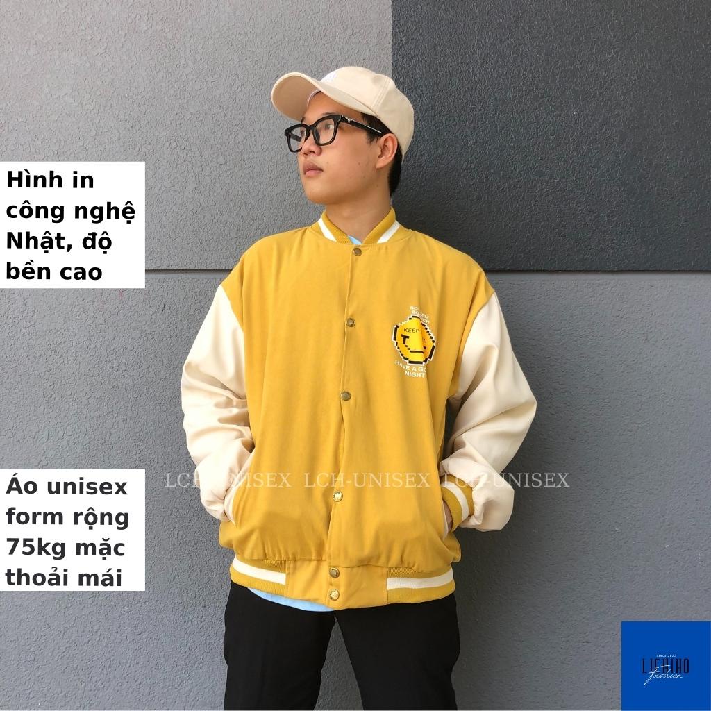 Áo khoác bóng chày nam nữ chất da lộn mềm mịn Bomber jacket 2 lớp kiểu unisex form rộng LCH