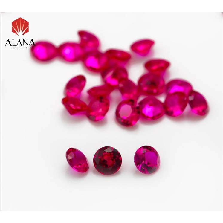 Combo 100 viên đá CZ tròn màu Ruby 5#