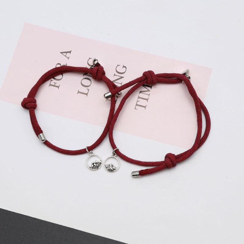 Set 2 vòng tay tình yêu bện dây từ tính xinh xắn