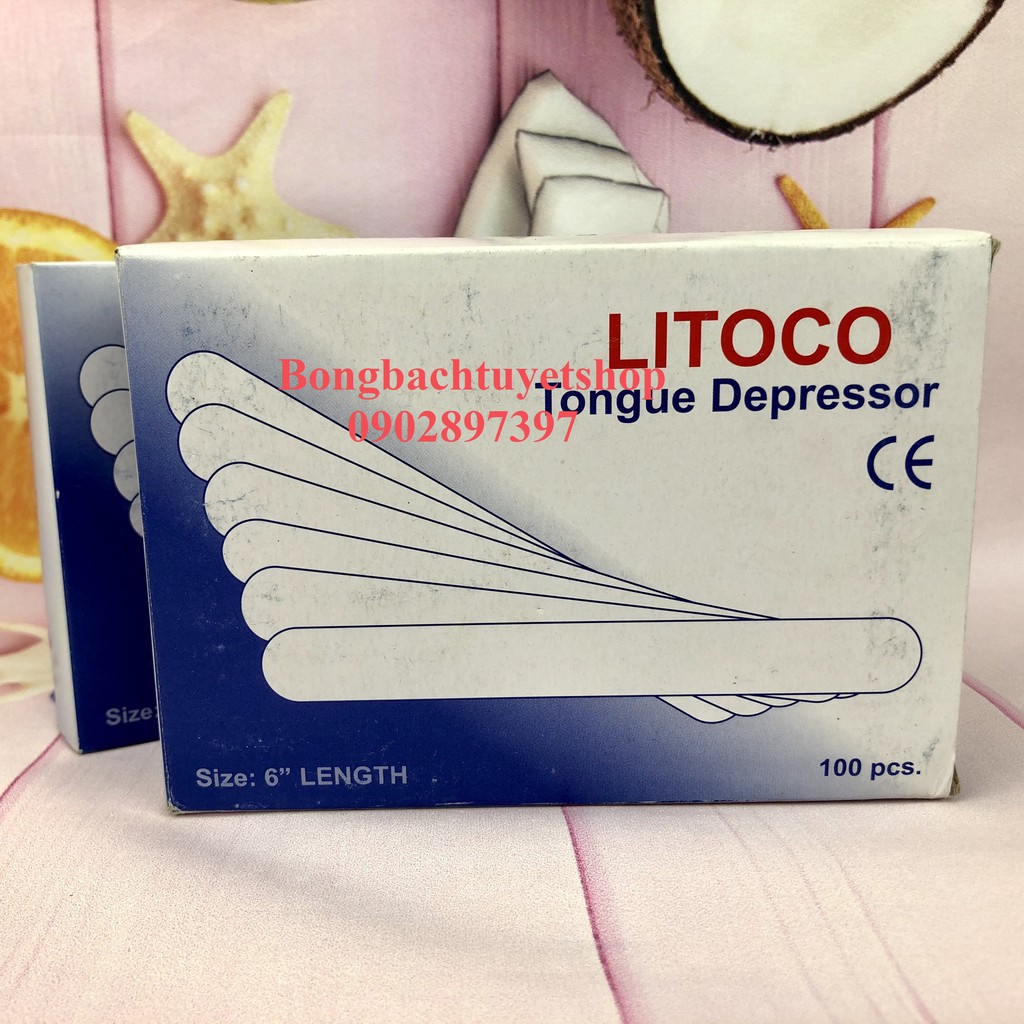 Que Đè Lưỡi LITOCO - Que Kem Gỗ Hộp 100 Que