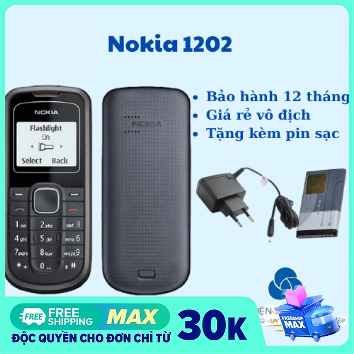 Điện thoại nokia 1202 chính hãng giá rẻ loa to sóng khỏe-Bảo hành 12 tháng