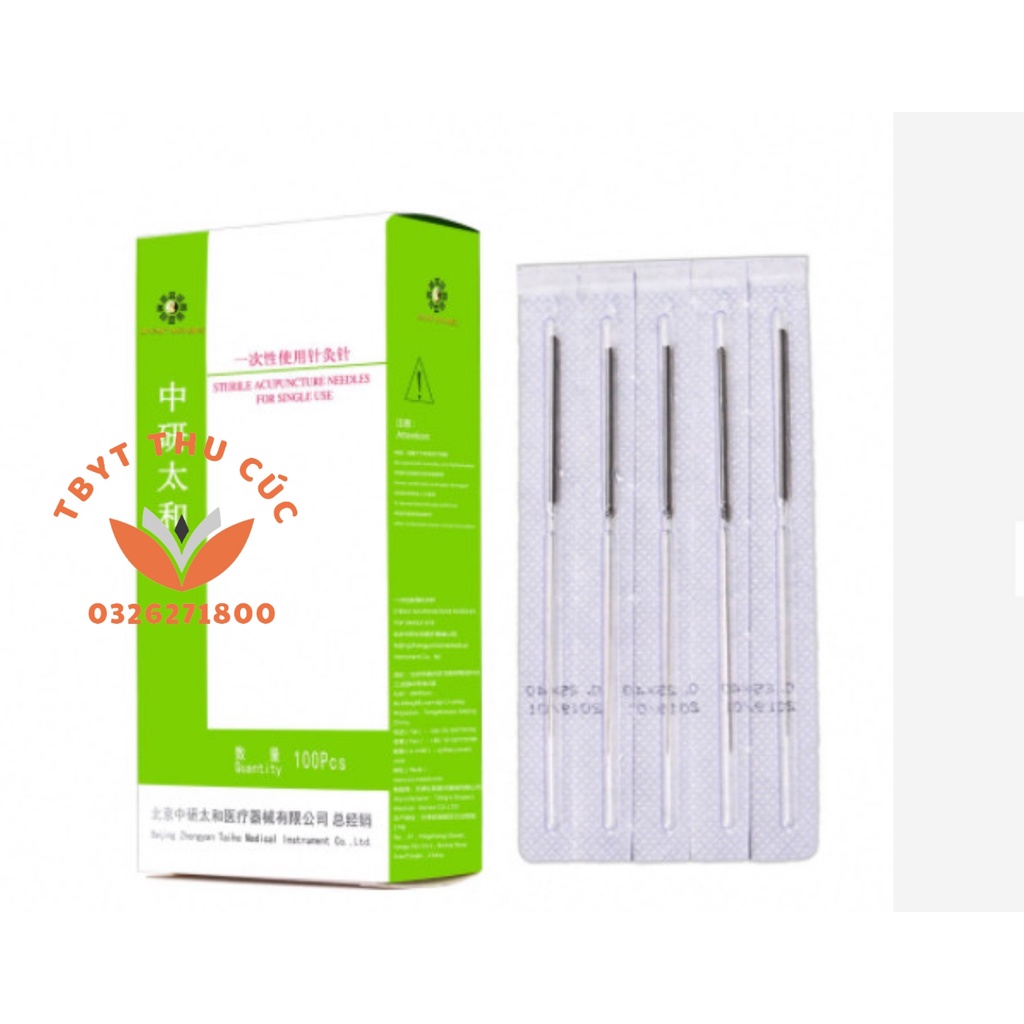 Kim châm cứu Thái Hòa-Kim châm cứu vô trùng-1 hộp 20 vỉ 100 kim