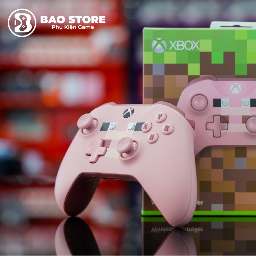Tay cầm xbox one s chính hãng màu Minecraft Pig, tay cầm chơi game xbox đủ các tính năng ưu việt