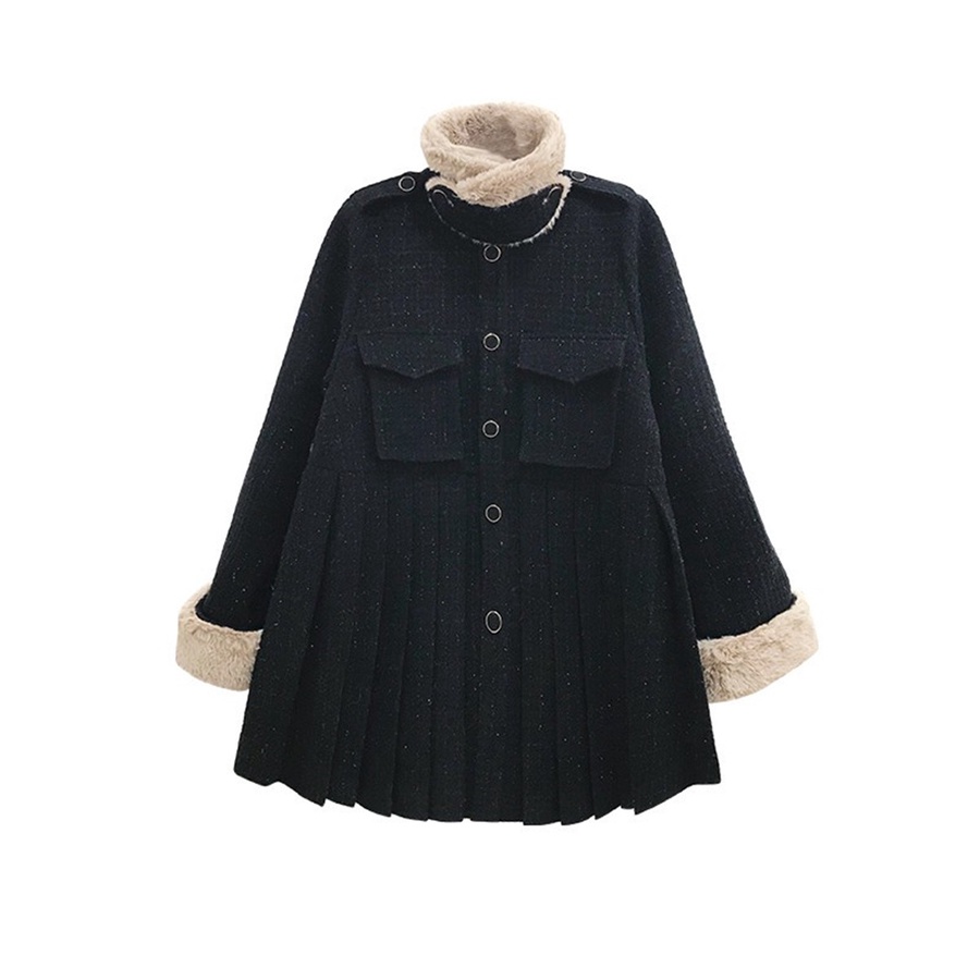☂☂Áo Khoác Tweed Sang Trọng Ấm Áp Xếp Nếp Viền Áo☂☂