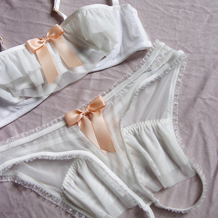 Bộ đồ lót cúp nửa V644 vải ren đen xuyên thấu gợi cảm cho nữ Varsbaby