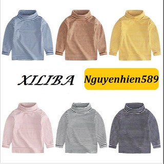 Áo kẻ ngang, áo cao cổ phong cách Hàn Quốc cho bé