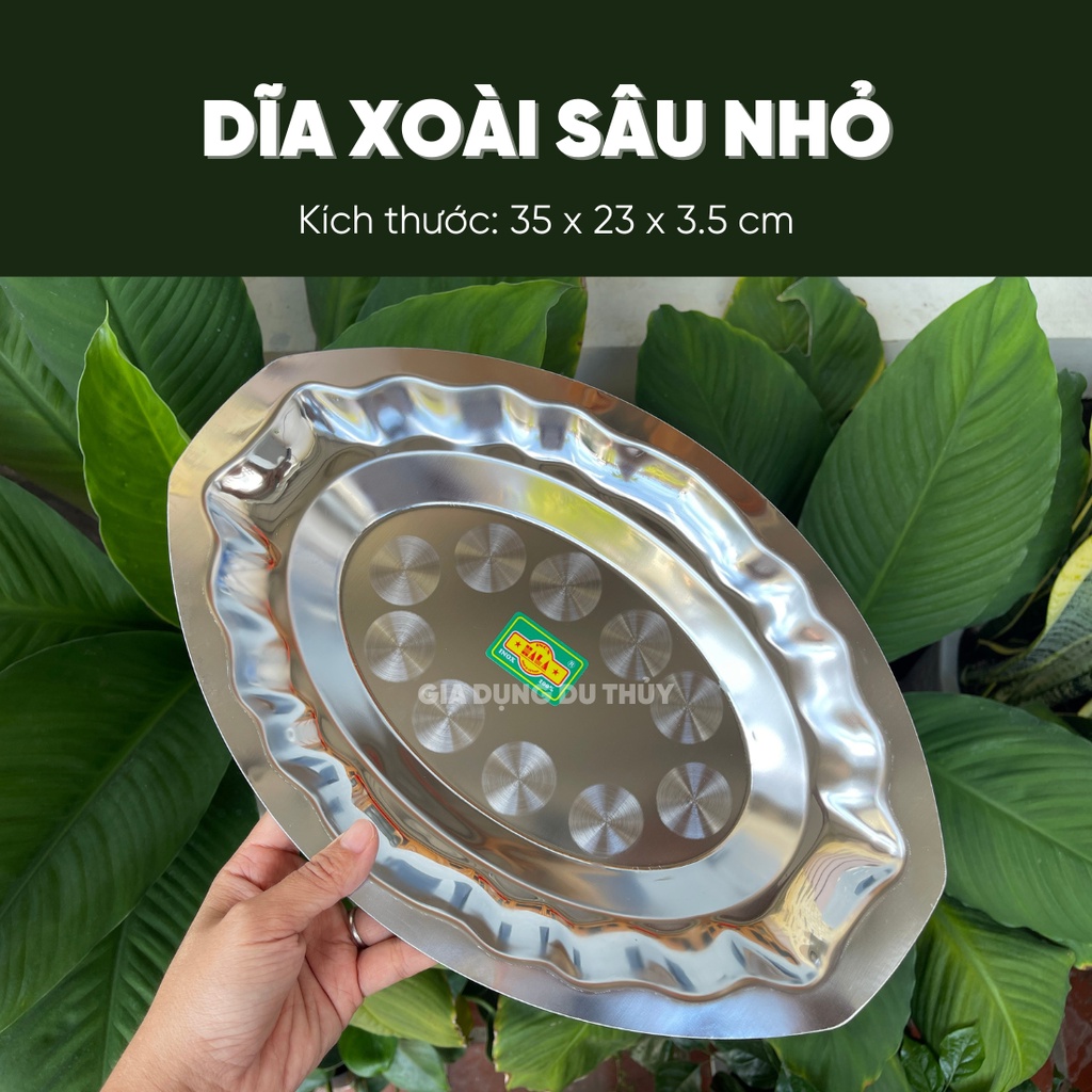 Dĩa hột xoài inox cao cấp nhỏ, lớn, cạn, sâu đủ loại, thiết kế dĩa hoa văn đẹp mắt sáng bóng của gia dụng Du Thủy