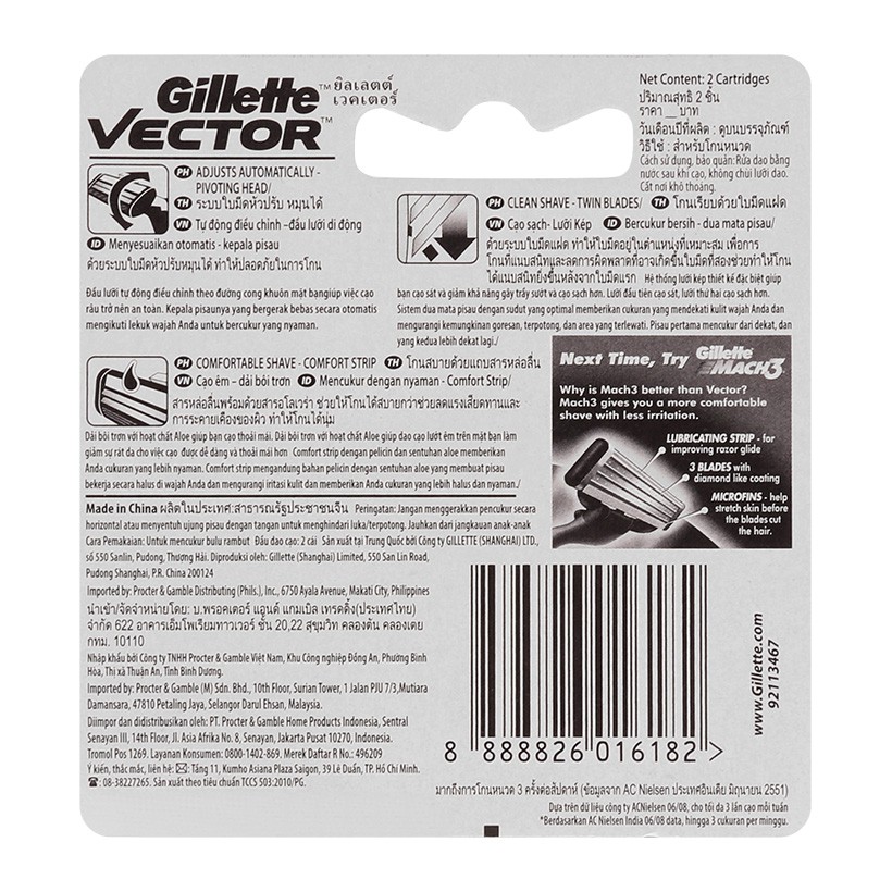 Bộ 2 lưỡi dao cạo râu gillette vector cực sắc bén