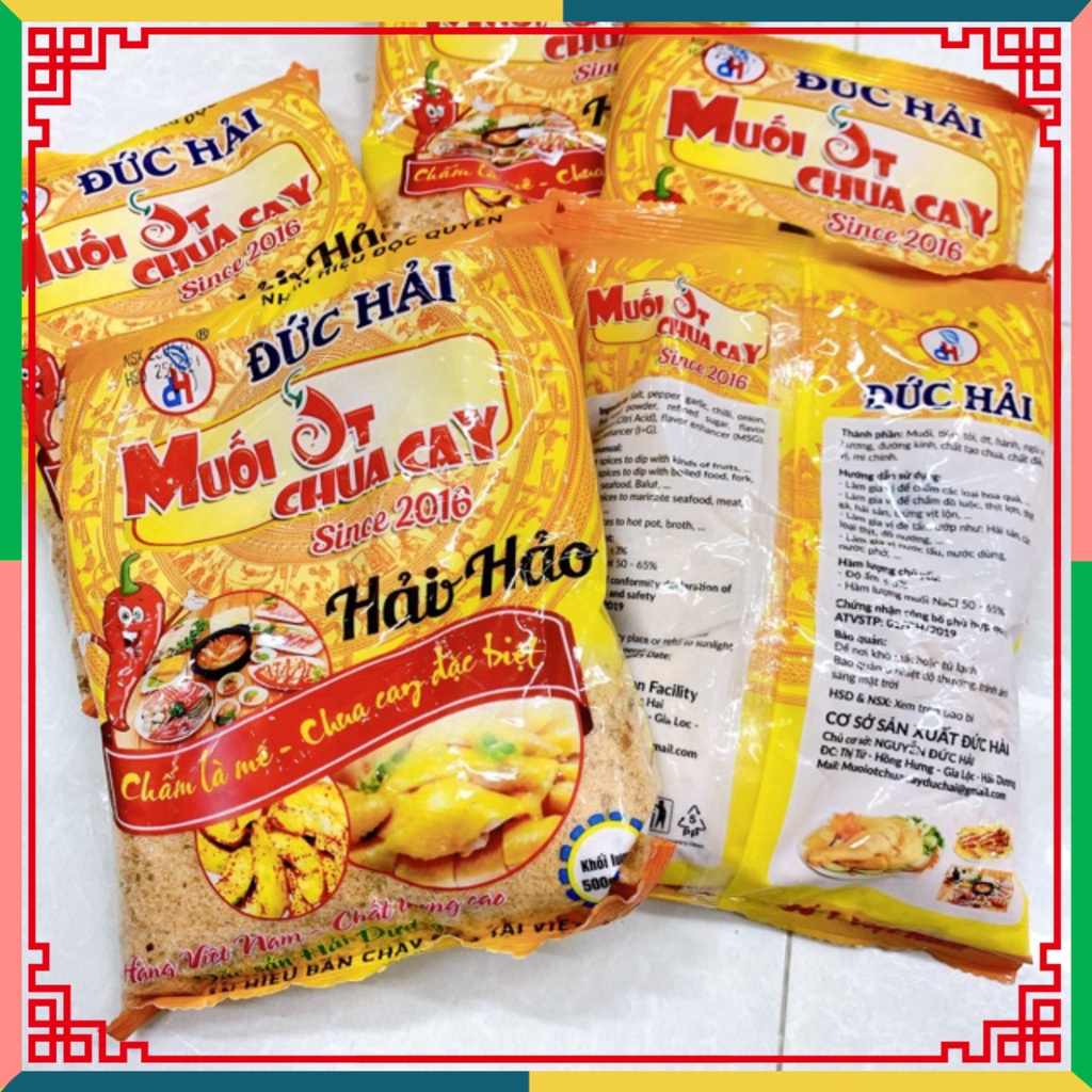 Muối ớt cay chua  đức hải hương vị chua trung bình ăn chấm cóc, hoa quả, thịt gà ngon luôn..