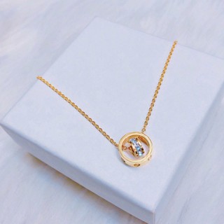 Dây chuyền titan cartier hai khoen lồng đính đá