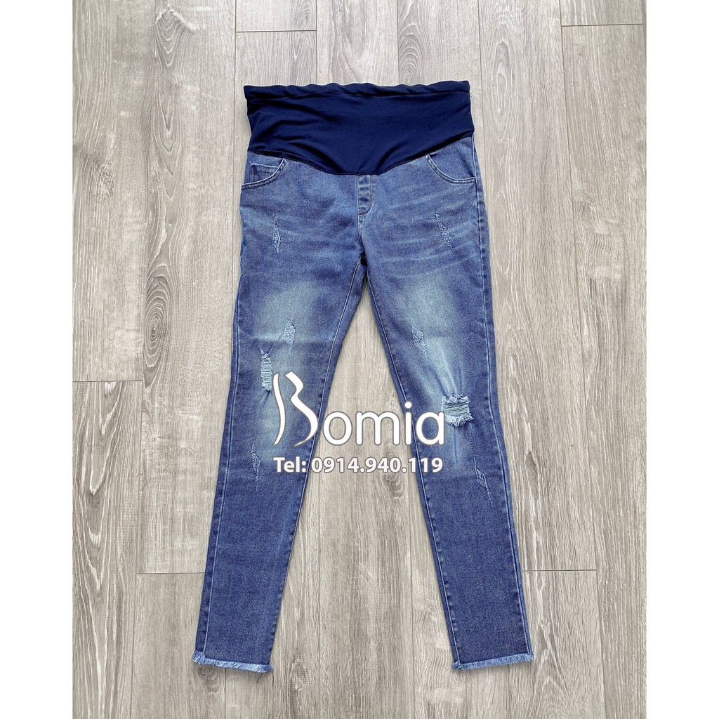 Quần bầu jean xanh mài