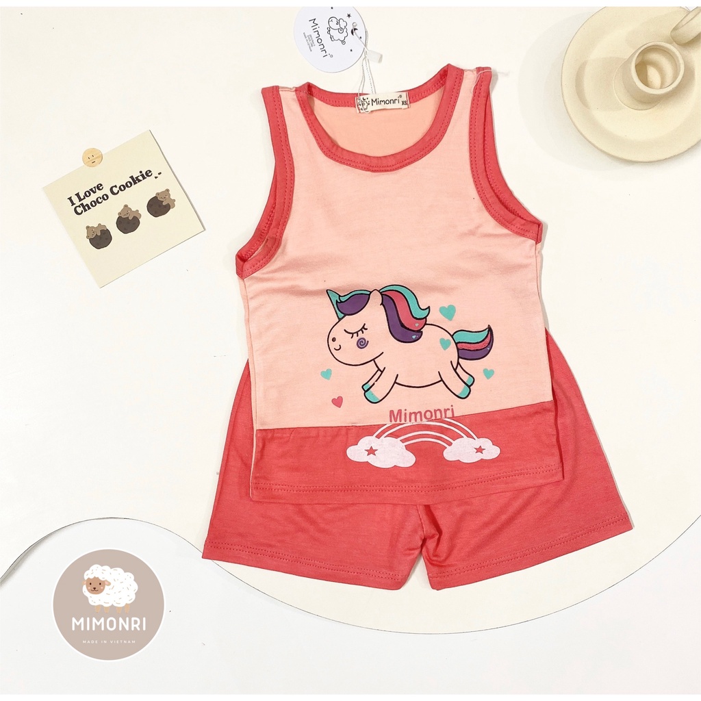 [SALE] Bộ Ba Lỗ Cho Bé Trai, Bé Gái KIMCHIBABY Vải Thun Lạnh Pony Hồng, Đồ Bộ Cho Bé Mặc Nhà KW2209