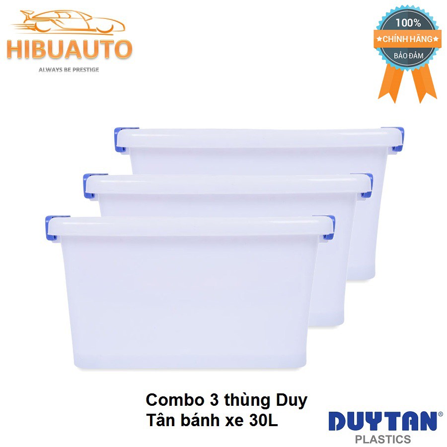 Combo 3 Thùng Nhựa Duy Tân Có Bánh Xe 30L (52 x 32 x 27.5 cm) No.750