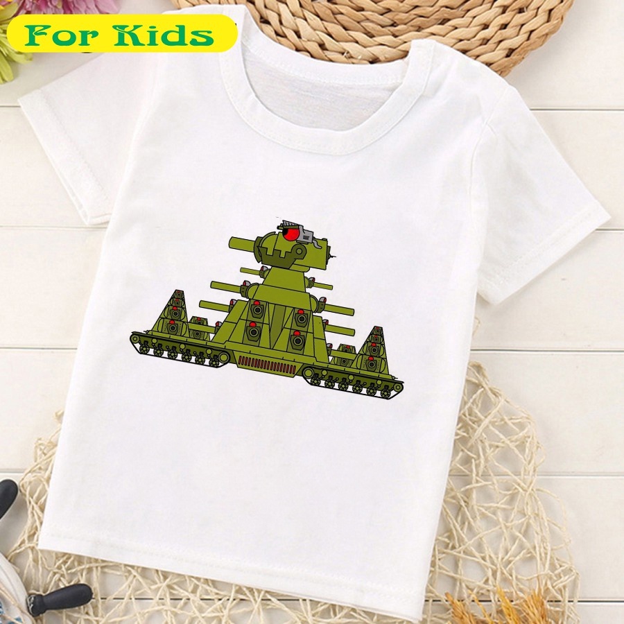 In áo hình xe tăng-Đánh bại quái vật cũ - Phim hoạt hình về xe tăng -có size trẻ em