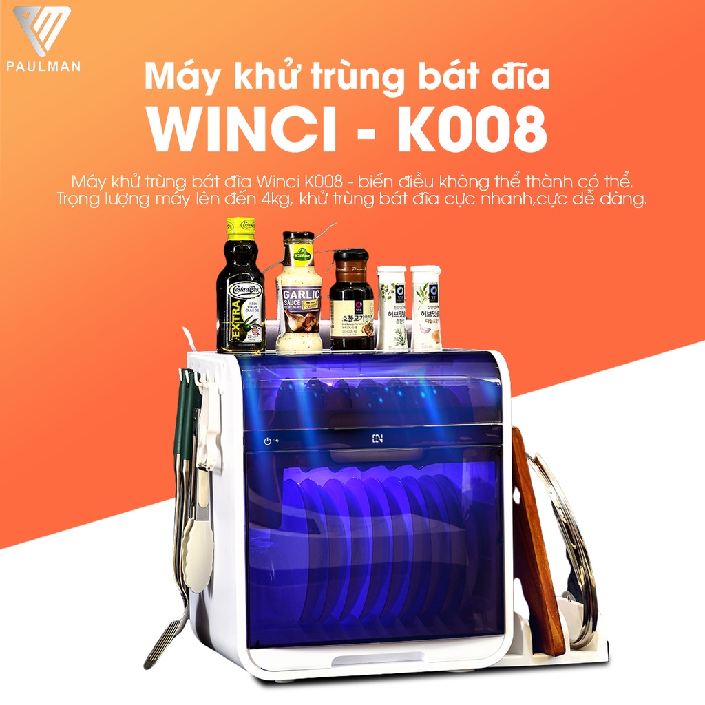 Máy Khử Trùng bát đĩa bằng tia UV Chính hãng Winci,Win-K8, Bảo hành 12 tháng.