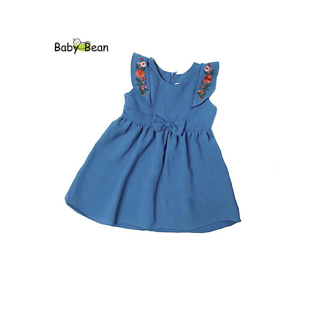 Đầm Đũi thêu Hoa Bèo Dọc bé gái BabyBean (XANH, HỒNG RUỐC)