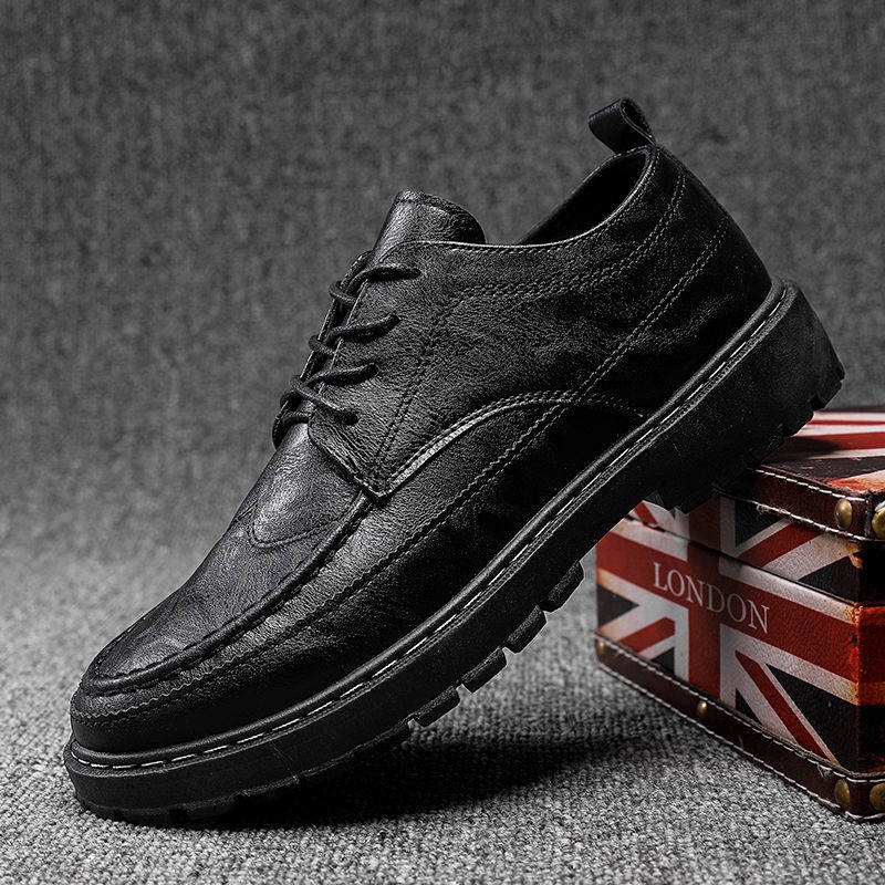 Giày da màu đen không thấm nước chống trượt và chống mùi phong cách công sở kiểu Hàn Quốc thường ngày cho nam đầu bếp