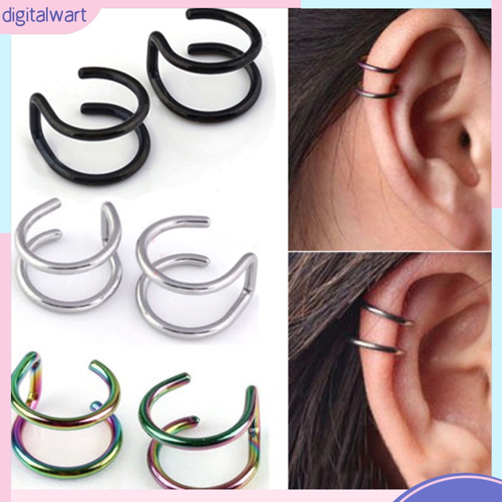 Dg✌❤ Khuyên Kẹp Vành Tai 2 Đầu Bằng Thép Không Gỉ Cá Tính