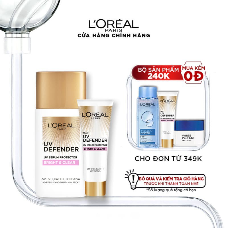 Bộ 2 kem chống nắng mịn nhẹ bảo vệ da L'Oreal Paris UV Defender 50ml/tuýp + 15ml/tuýp
