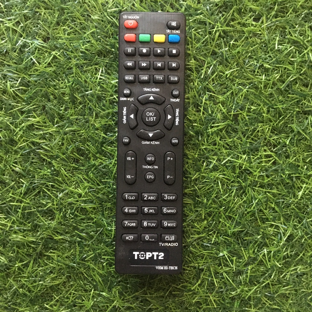 Điều khiển đầu thu TOPT2 VHM HI-TECH loại tốt zin, Remote dùng cho tiviĐiều khiển đầu thu TOPT2 VHM HI-TECH