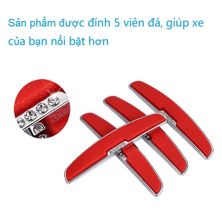 Bộ 4 nẹp chống va đập cánh cửa ô tô cao cấp đính đá, kích thước 10.5x2cm (HÀNG LOẠI 1)