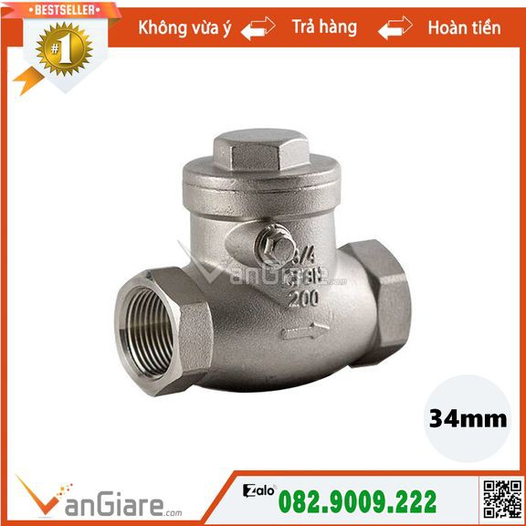 Van nước 1 chiều lá lật inox ren 34mm