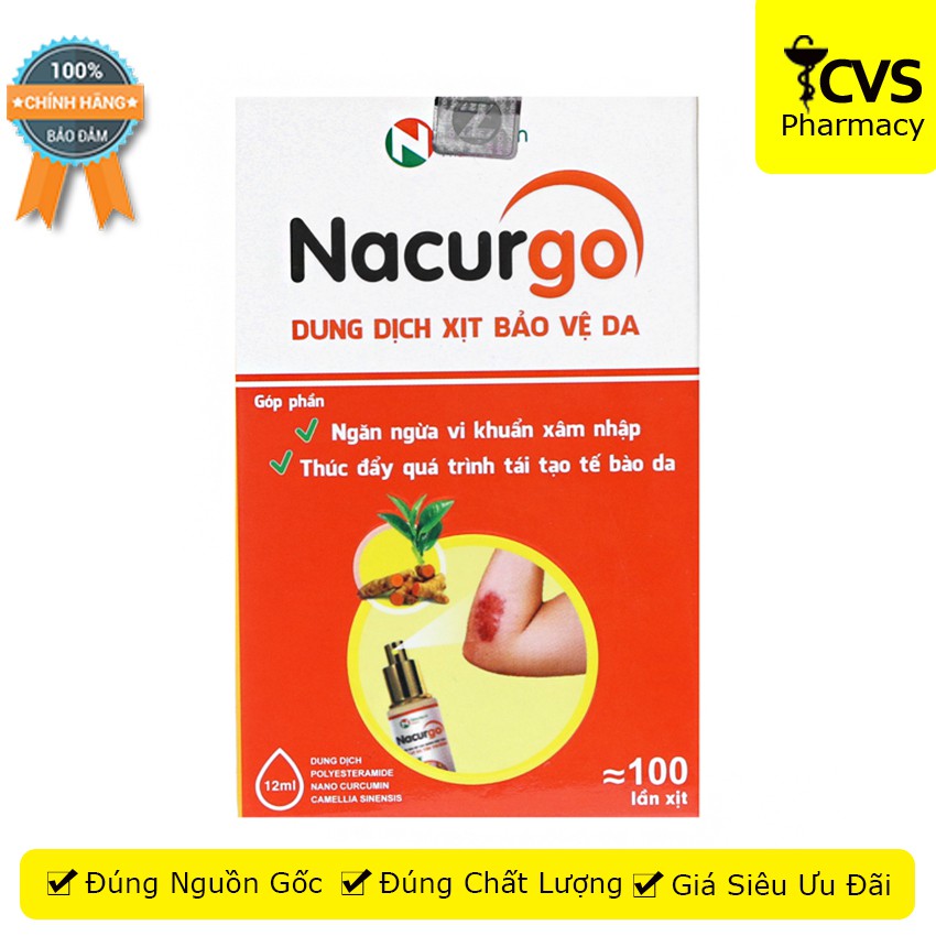 Chai xịt Nacurgo 12ml - giúp làm lành vết thương, hạn chế để lại sẹo, giảm thâm nám - cvspharmacy