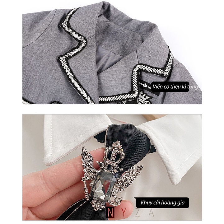 Bộ váy bé gái xếp ly cùng áo vest phong cách học sinh Hàn Quốc